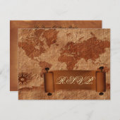 ヴィンテージマップ先結婚式rsvpカード 出欠カード (正面/裏面)