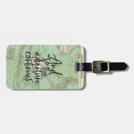 ヴィンテージマップ卒業アドベンチャースクリプトトートバッグ ラゲッジタグ (正面横)