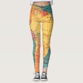 ヴィンテージマップ南米ブラジルアルゼンチン  レギンス (正面)