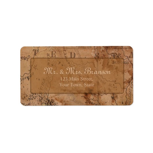 ヴィンテージマップ宛先ウェディングカスタムメントモノグラム ラベル (正面)