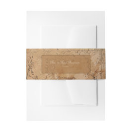 ヴィンテージマップ宛先ウェディングカスタムメントモノグラム 招待状ベリーバンド