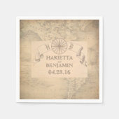 ヴィンテージマップ宛先ウェディング スタンダードカクテルナプキン (正面)