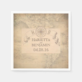 ヴィンテージマップ宛先ウェディング スタンダードカクテルナプキン