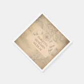 ヴィンテージマップ宛先ウェディング スタンダードカクテルナプキン (角)