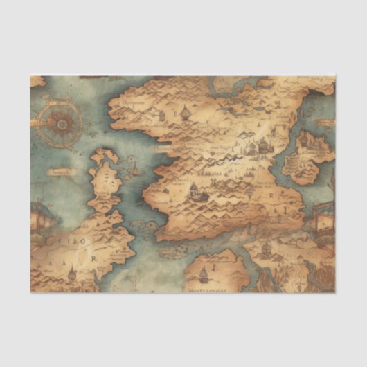 ヴィンテージマップ宝物アンティーク切り離し紙 薄葉紙 (正面)