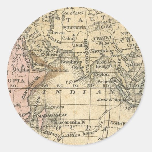 ヴィンテージマップ封筒用シール ラウンドシール (正面)