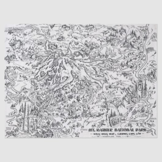 ヴィンテージマップ山レイニエ絵旅行 薄葉紙 (正面)