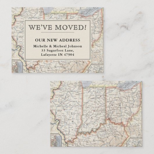 ヴィンテージマップ引っ越しました中央東部移動 ノートカード (正面/裏面)