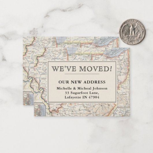 ヴィンテージマップ引っ越しました中央東部移動 ノートカード (正面/裏面インサイチュ)