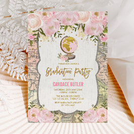 ヴィンテージマップ旅行フローラアドベンチャー卒業 招待状