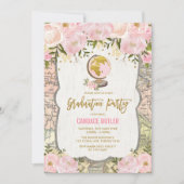 ヴィンテージマップ旅行フローラアドベンチャー卒業 招待状 (正面)