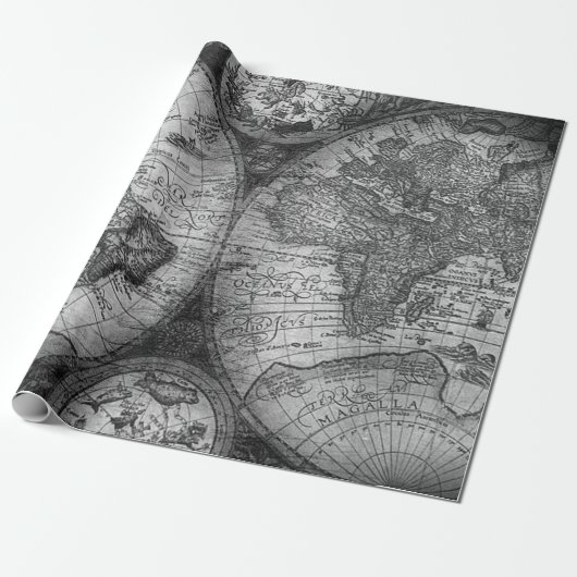 ヴィンテージマップ旧世界地図 ラッピングペーパー (アンロールド)