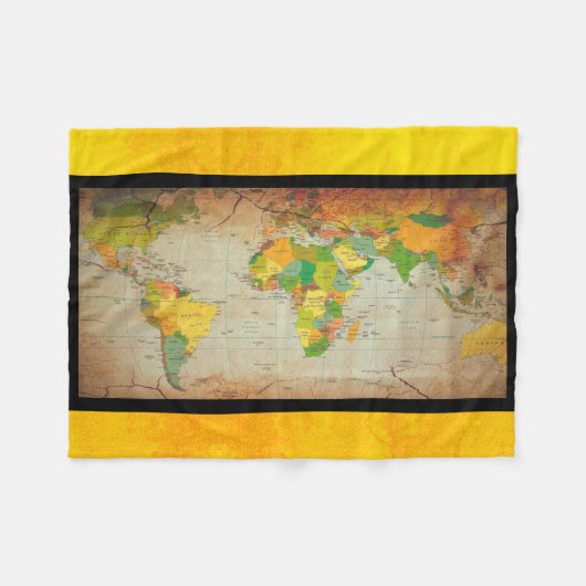 ヴィンテージマップ枕 フリースブランケット (正面(横))