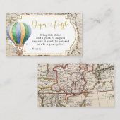 ヴィンテージマップ気球ベビーシャワーおむつラッフル エンクロージャーカード (正面/裏面)