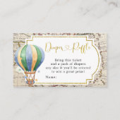 ヴィンテージマップ気球ベビーシャワーおむつラッフル エンクロージャーカード (正面)