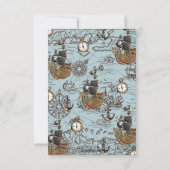 ヴィンテージマップ海賊宝のベビーシャワーボーイ サンキューカード (裏面)