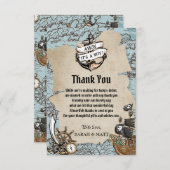 ヴィンテージマップ海賊宝のベビーシャワーボーイ サンキューカード (正面/裏面)