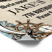 ヴィンテージマップ海賊宝誕生日会へようこそ ポスター (角)