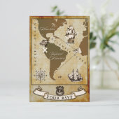 ヴィンテージマップ海賊誕生日パーティーRSVPカード 出欠カード (スタンド正面)