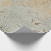 ヴィンテージマップ淡い色のブルーデコップクラフト ラッピングペーパー (角)