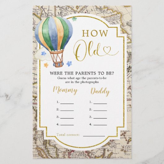 ヴィンテージマップ熱気球どのように古い親 (正面)