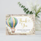 ヴィンテージマップ熱気球アドベンチャーベビーシャワー サンキューカード (スタンド正面)