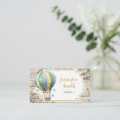 ヴィンテージマップ熱気球アドベンチャーベビーシャワー プレイスカード (スタンド正面)