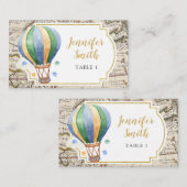 ヴィンテージマップ熱気球アドベンチャーベビーシャワー プレイスカード (正面/裏面)