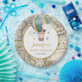 ヴィンテージマップ熱気球アドベンチャーベビーシャワー ペーパープレート (パーティー)