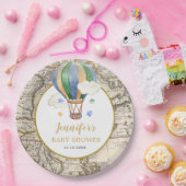 ヴィンテージマップ熱気球アドベンチャーベビーシャワー ペーパープレート (パーティー)