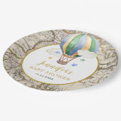 ヴィンテージマップ熱気球アドベンチャーベビーシャワー ペーパープレート (アングル)