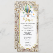 ヴィンテージマップ熱気球アドベンチャーベビーシャワー メニュー (正面/裏面)