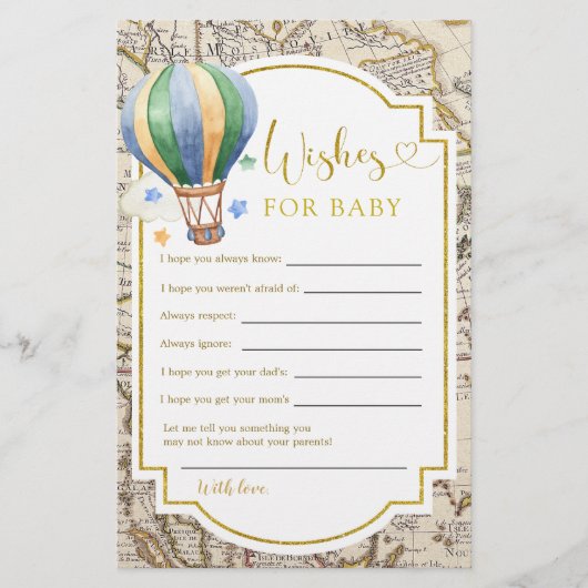 ヴィンテージマップ熱気球シャワーの願いベビー (正面)