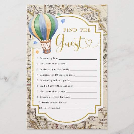 ヴィンテージマップ熱気球シャワー客を見つける (正面)