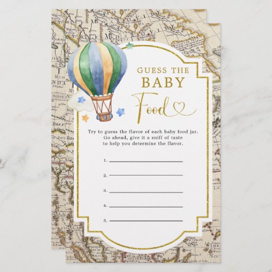 ヴィンテージマップ熱気球シャワー推測ベビー食品 (正面/裏面)