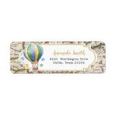 ヴィンテージマップ熱気球ベビーシャワーアドレス ラベル (正面)