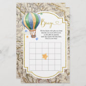 ヴィンテージマップ熱気球ベビーシャワービンゴ (正面/裏面)