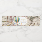 ヴィンテージマップ熱気球ベビーシャワー ペットボトルラベル (シングルラベル)
