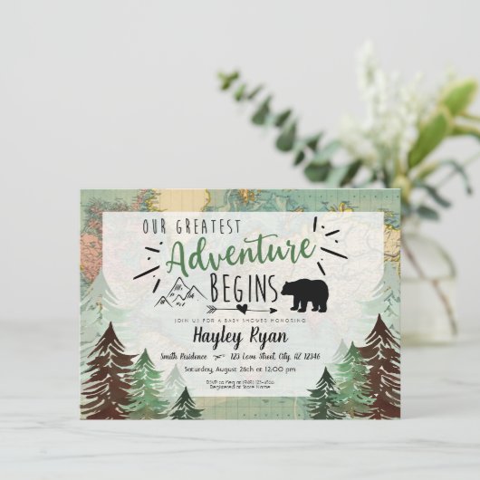 ヴィンテージマップ男の赤ちゃんもっとも偉大Our Adventure 招待状 (スタンド正面)