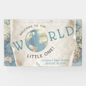 ヴィンテージマップ赤ちゃんシャワーのバナー 横断幕 (横)