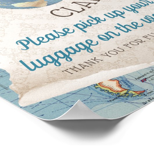 ヴィンテージマップ赤ちゃんシャワーの好意のサイン ポスター (角)