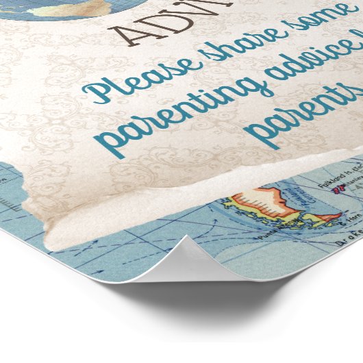 ヴィンテージマップ赤ちゃんシャワーアドバイスカードテーブル記号 ポスター (角)