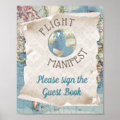 ヴィンテージマップ赤ちゃんシャワーゲストブックテーブルサイン ポスター (正面)