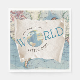 ヴィンテージマップ赤ちゃんシャワーナプキン スタンダードランチョンナプキン
