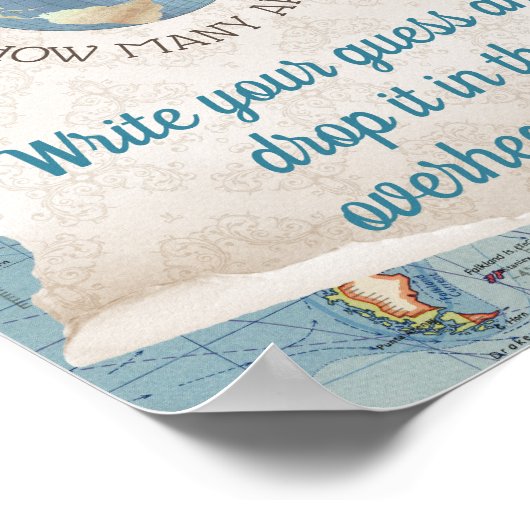 ヴィンテージマップ赤ちゃんシャワー推理ゲーム ポスター (角)