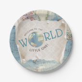 ヴィンテージマップ赤ちゃんシャワー紙プレート ペーパープレート (正面)