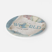 ヴィンテージマップ赤ちゃんシャワー紙プレート ペーパープレート (アングル)