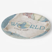 ヴィンテージマップ赤ちゃんシャワー紙プレート ペーパープレート (アングル)