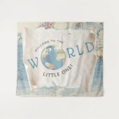 ヴィンテージマップ赤ちゃんシャワー背景 タペストリー (正面(横))