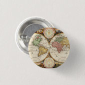 ヴィンテージマップ2つの半球レアアンティークアート 缶バッジ (正面&裏面)